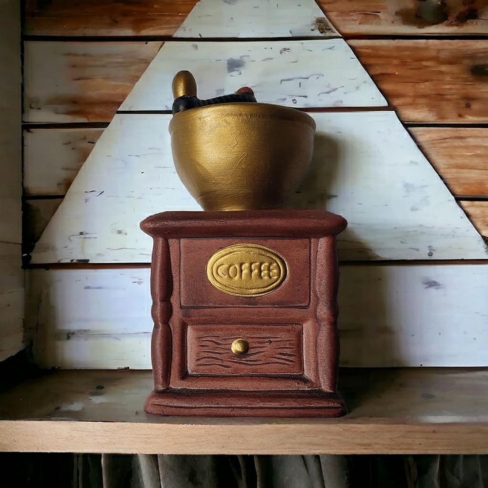 Vintage Jasco Taiwan Bisque Porcelain 9ld Fashioned Coffee Grinder Bell Ornament